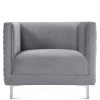 TOV RIGBY GRAY VELVET WOVEN BACK CHAIR