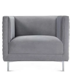 TOV RIGBY GRAY VELVET WOVEN BACK CHAIR