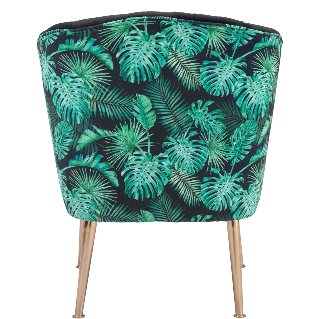 ZUO RIO PALM PRINT VELVET CHAIR: BLACK 3 ZUO RIO PALM PRINT VELVET CHAIR: BLACK