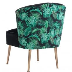 ZUO RIO PALM PRINT VELVET CHAIR: BLACK 9 ZUO RIO PALM PRINT VELVET CHAIR: BLACK