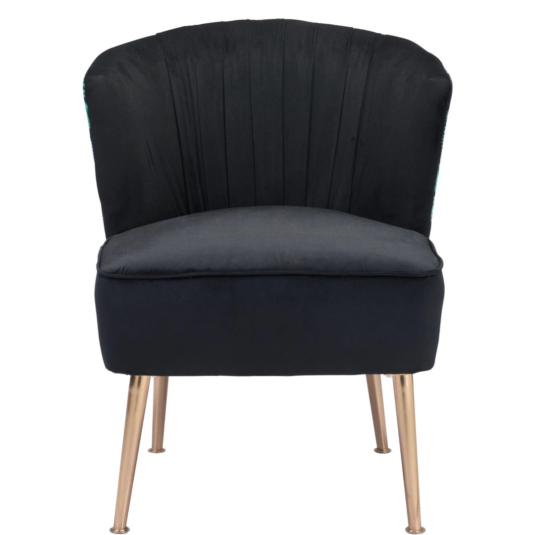 ZUO RIO PALM PRINT VELVET CHAIR: BLACK 5 ZUO RIO PALM PRINT VELVET CHAIR: BLACK