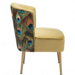 ZUO RIO PEACOCK PRINT VELVET CHAIR: GOLD Furniture