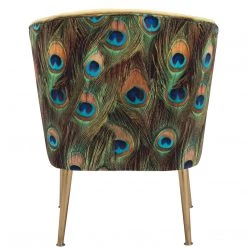 ZUO RIO PEACOCK PRINT VELVET CHAIR: GOLD Furniture