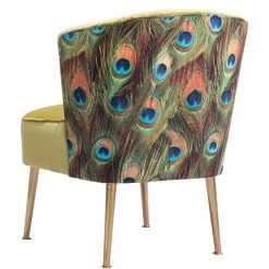 ZUO RIO PEACOCK PRINT VELVET CHAIR: GOLD Furniture