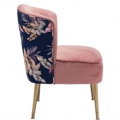 ZUO RIO FLORAL PRINT VELVET CHAIR: PINK Furniture