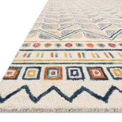 LOLOI PRITI 03 HOOKED WOOL RUG: IVORY, MULTI