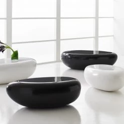 PHILLIPS COLLECTION Furniture RIVER STONE INDOOR-OUTDOOR COFFEE TABLE: BLACK