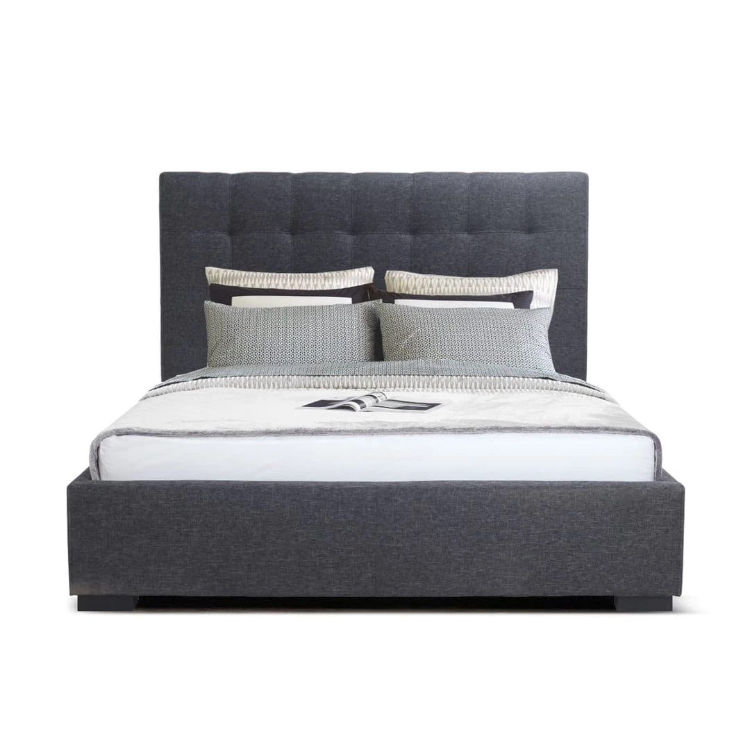 MOES LIAM STORAGE QUEEN BED: CHARCOAL LINEN 1 MOES LIAM STORAGE QUEEN BED: CHARCOAL LINEN