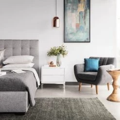 MOES LIAM STORAGE BED: GRAY LINEN