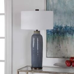 UTTERMOST Lighting RONA DISTRESSED SLATE BLUE CERAMIC TABLE LAMP