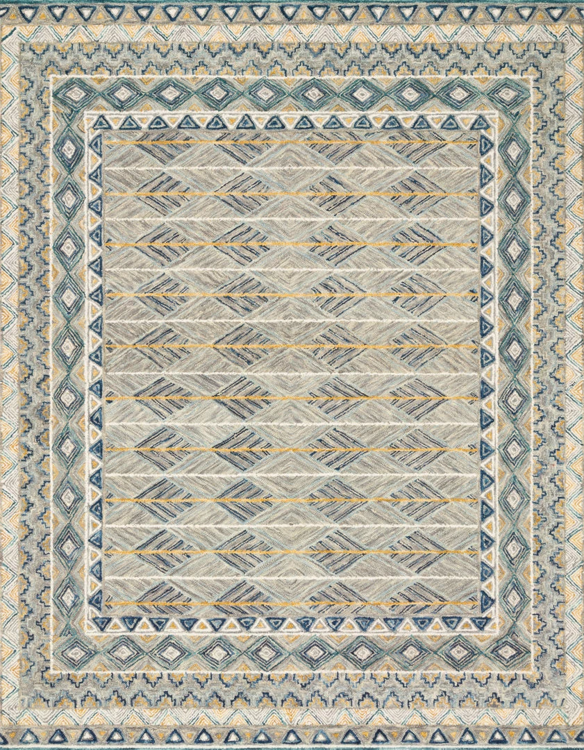 LOLOI PRITI 02 HOOKED WOOL RUG: GREY, LAGOON 1 LOLOI PRITI 02 HOOKED WOOL RUG: GREY, LAGOON