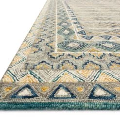 LOLOI PRITI 02 HOOKED WOOL RUG: GREY, LAGOON