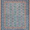 LOLOI PRITI 01 HOOKED WOOL RUG: TEAL, FIESTA