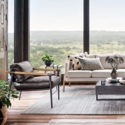 FOUR HANDS ROWEN VINTAGE BLACK LEATHER ARM CHAIR Furniture