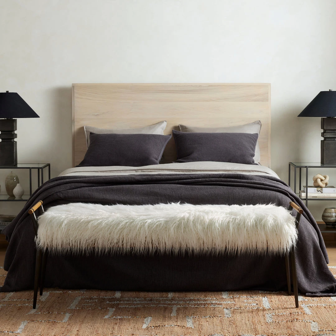 FOUR HANDS Furniture ROWEN MONGOLIAN CREAM FUR BENCH 2 FOUR HANDS Furniture ROWEN MONGOLIAN CREAM FUR BENCH