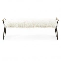 FOUR HANDS Furniture ROWEN MONGOLIAN CREAM FUR BENCH