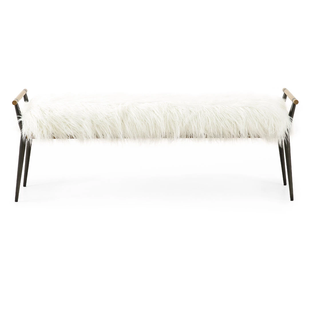 FOUR HANDS Furniture ROWEN MONGOLIAN CREAM FUR BENCH 1 FOUR HANDS Furniture ROWEN MONGOLIAN CREAM FUR BENCH