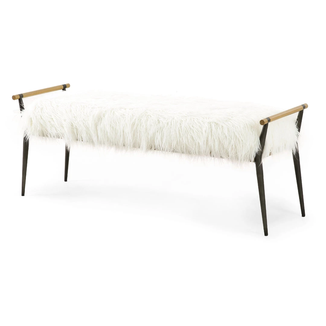 FOUR HANDS Furniture ROWEN MONGOLIAN CREAM FUR BENCH 3 FOUR HANDS Furniture ROWEN MONGOLIAN CREAM FUR BENCH