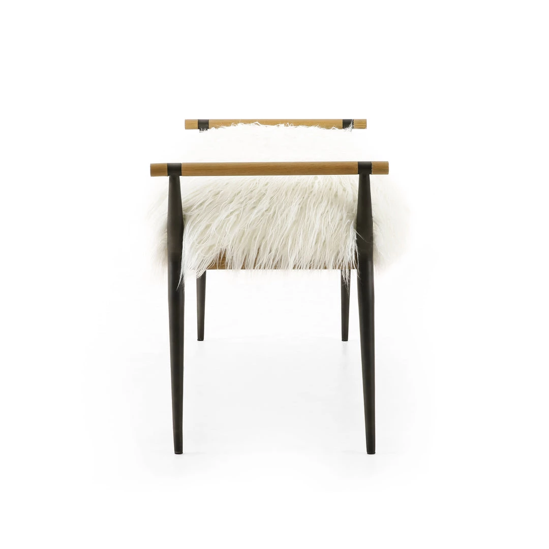 FOUR HANDS Furniture ROWEN MONGOLIAN CREAM FUR BENCH 4 FOUR HANDS Furniture ROWEN MONGOLIAN CREAM FUR BENCH