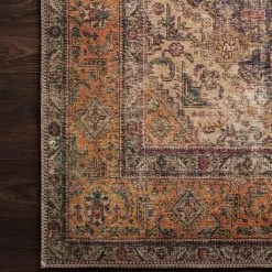 LOLOI FREIDA VINTAGE RUG: PLUM, BURNT ORANGE