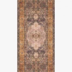 LOLOI FREIDA VINTAGE RUG: PLUM, BURNT ORANGE