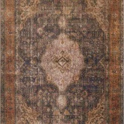 LOLOI FREIDA VINTAGE RUG: PLUM, BURNT ORANGE