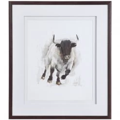 UTTERMOST "RUSTIC BULL" GLASS FRAMED PRINT
