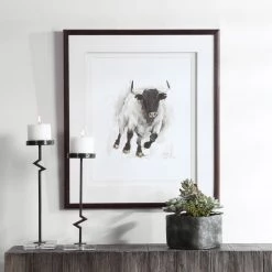 UTTERMOST "RUSTIC BULL" GLASS FRAMED PRINT