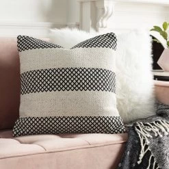 SURYA RYDER BLACK + IVORY STRIPE KNIT PILLOW