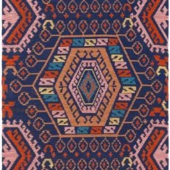 SURYA KASHVI OUTDOOR KILIM: NAVY, POPPY Rug