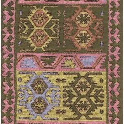 SURYA RAJANI OUTDOOR KILIM: ROSE, GREEN