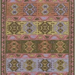 SURYA RAJANI OUTDOOR KILIM: ROSE, GREEN