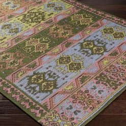 SURYA RAJANI OUTDOOR KILIM: ROSE, GREEN