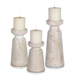 UTTERMOST SANDED CERAMIC CANDLE HOLDERS | SET OF 3