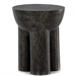 FOUR HANDS SANTE END TABLE: RAW BLACK