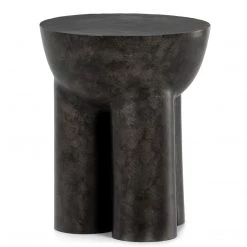 FOUR HANDS SANTE END TABLE: RAW BLACK