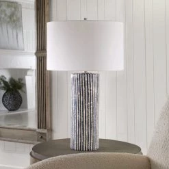 UTTERMOST SAYLOR COBALT STRIPED CERAMIC LAMP Lighting