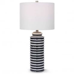 SALT Lighting SAYLOR WHITE & NAVY STRIPED CERAMIC TABLE LAMP