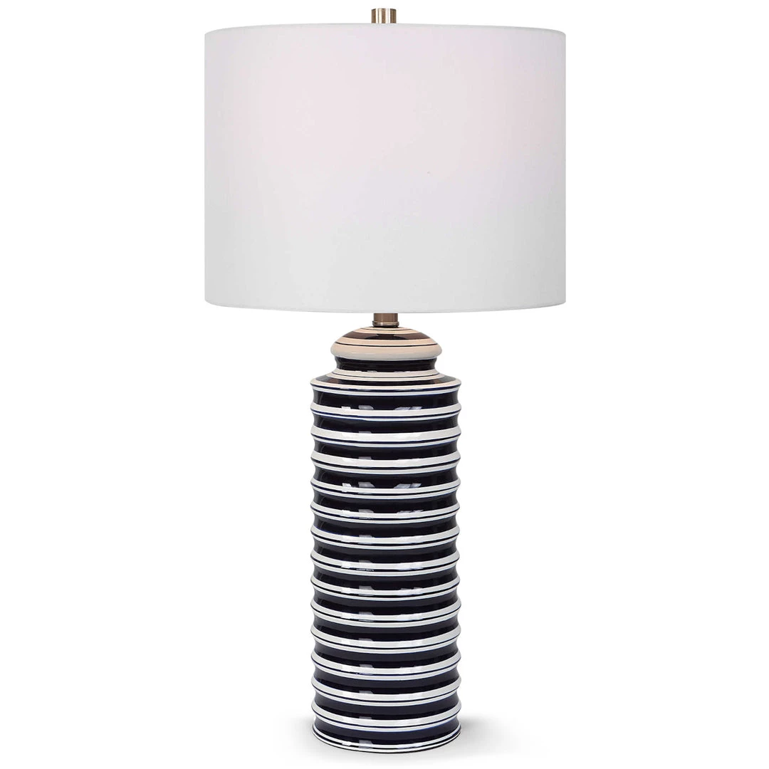 SALT Lighting SAYLOR WHITE & NAVY STRIPED CERAMIC TABLE LAMP 1 SALT Lighting SAYLOR WHITE & NAVY STRIPED CERAMIC TABLE LAMP