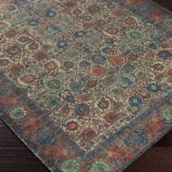 SURYA ANJA PRINTED JUTE RUG: NAVY, RED