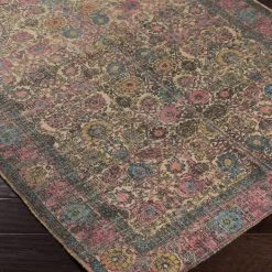 SURYA ANJA PRINTED JUTE RUG: PINK MULTI 5 SURYA ANJA PRINTED JUTE RUG: PINK MULTI