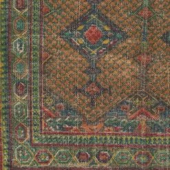 SURYA AMRA PRINTED JUTE RUG: EMERALD, ORANGE