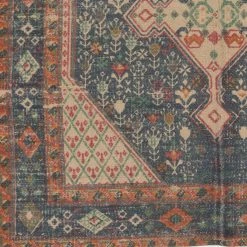 SURYA AMEL PRINTED JUTE RUG: NAVY, ORANGE