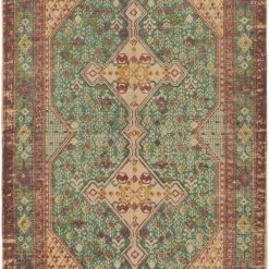 SURYA AMEL PRINTED JUTE RUG: EMERALD, ORANGE