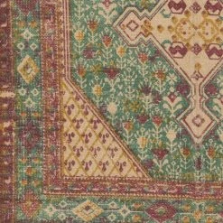 SURYA AMEL PRINTED JUTE RUG: EMERALD, ORANGE