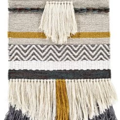 SURYA SAHASA GREY + MUSTARD WALL TAPESTRY Wall Sculptures + Decor