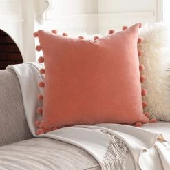 SURYA Pillows + Decor VELVET POM PILLOW