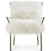 TOV Chairs SHERPA SHAG CHAIR: WHITE ON BRASS BASE