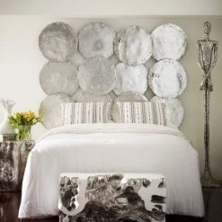 PHILLIPS COLLECTION SILVER CAST OIL DRUM WALL DISCS | SET OF 4 Wall Sculptures + Decor