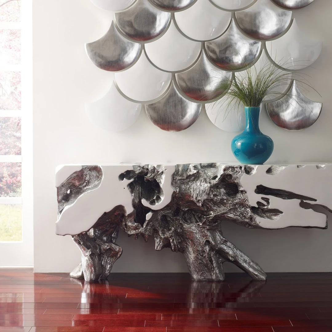 PHILLIPS COLLECTION SILVER LEAF FREEFORM ROOT CONSOLE Furniture 2 PHILLIPS COLLECTION SILVER LEAF FREEFORM ROOT CONSOLE Furniture